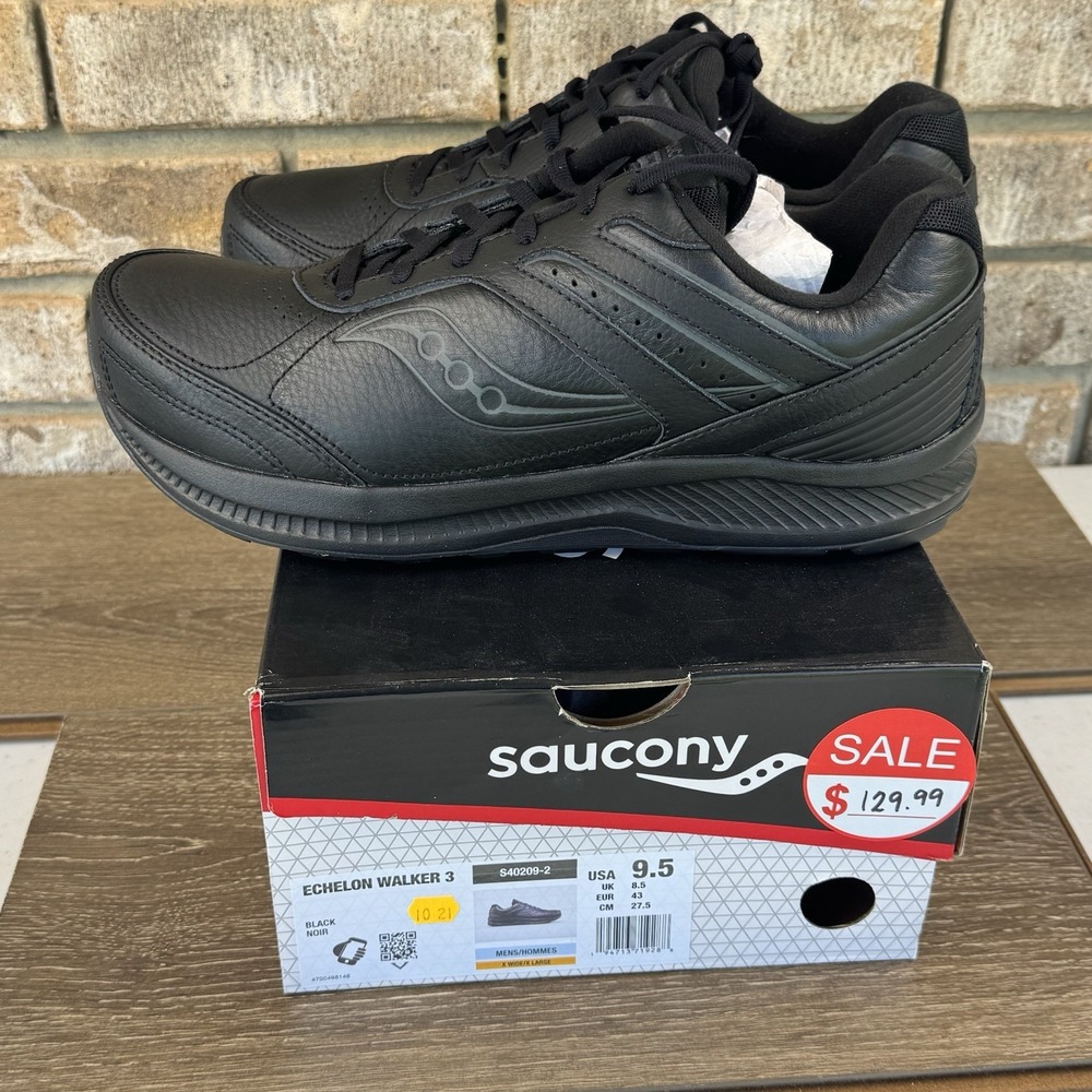Saucony Echelon Walker 3 Shoes Mens Sz 9.5XW XWIDE Black Walking Casual Lace Up